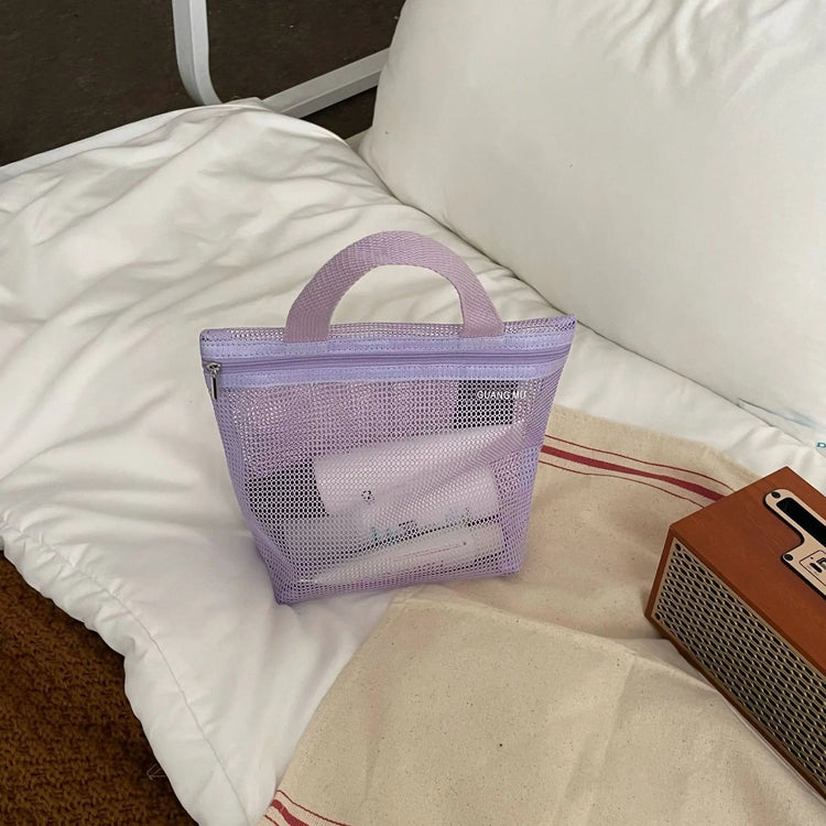Makeup Toiletry Storage Bags Mesh Handbags Portable Travel Washing Body Shower Tools Organizer Hanging Cosmetic Organizer Pouch - VELORA LABS