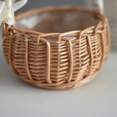 Hand - woven Wedding Flower Basket With Handle Wicker Sundries Basket Wedding Flower Girls Basket for Home Picnic Storage Basket - VELORA LABS