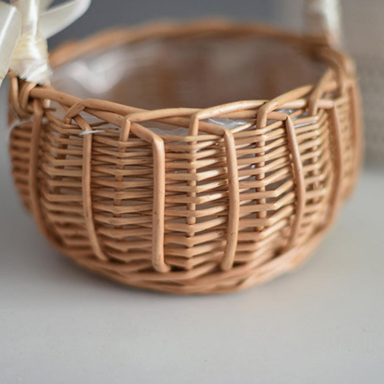 Hand - woven Wedding Flower Basket With Handle Wicker Sundries Basket Wedding Flower Girls Basket for Home Picnic Storage Basket - VELORA LABS
