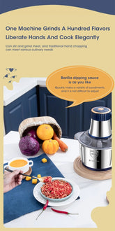 5L Electric Meat Grinders 304 Stainless Steel Food Crusher Multifunctional Vegetable Slicer Chopper Mincer Baby Food Processor - VELORA LABS