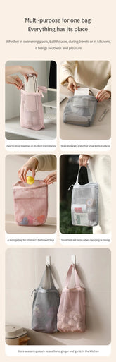 23x26cm Portable Toiletry Bag with Handy Handle Large Capacity Mesh Toiletry Storage Bag Makeup Bag for Business Trips Travel - VELORA LABS