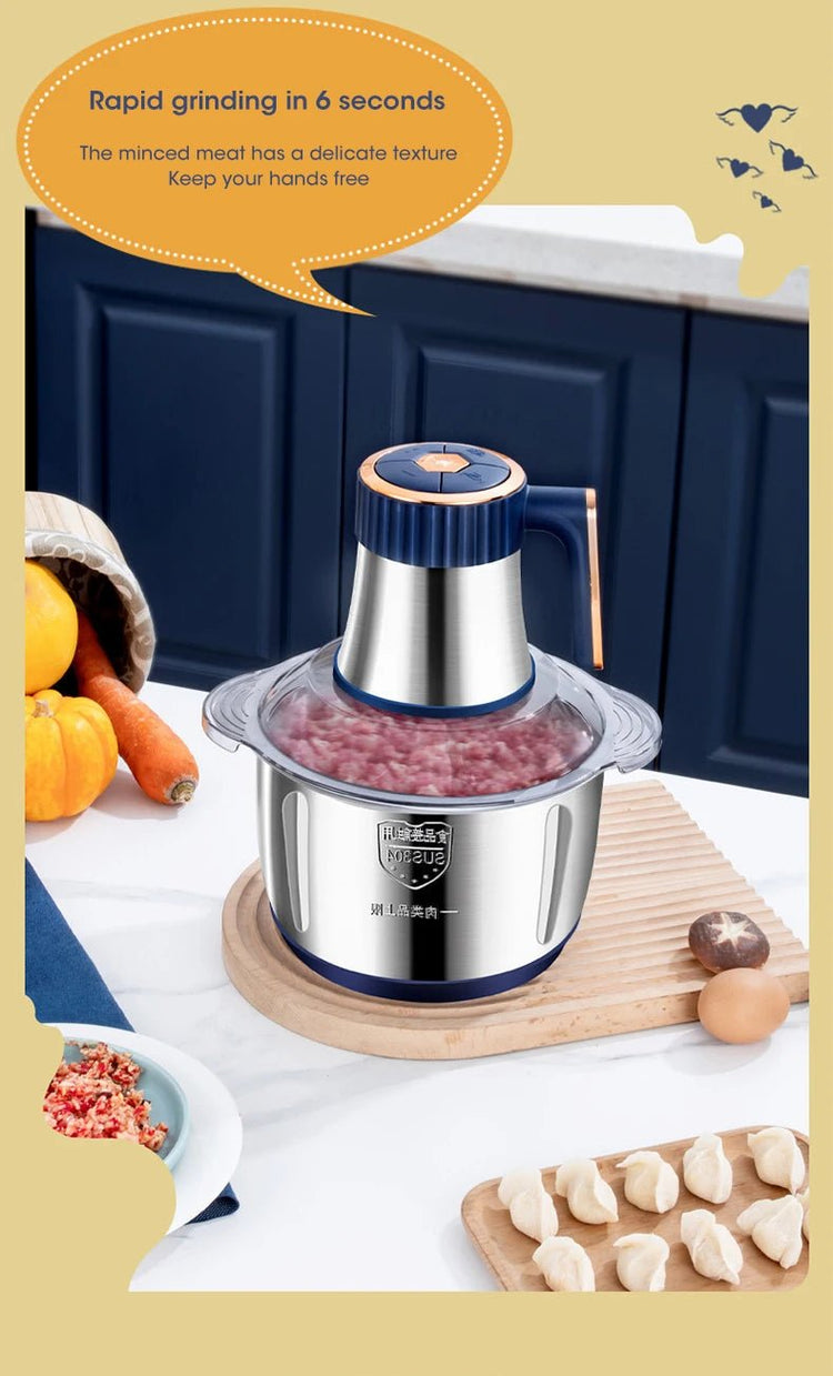 5L Electric Meat Grinders 304 Stainless Steel Food Crusher Multifunctional Vegetable Slicer Chopper Mincer Baby Food Processor - VELORA LABS