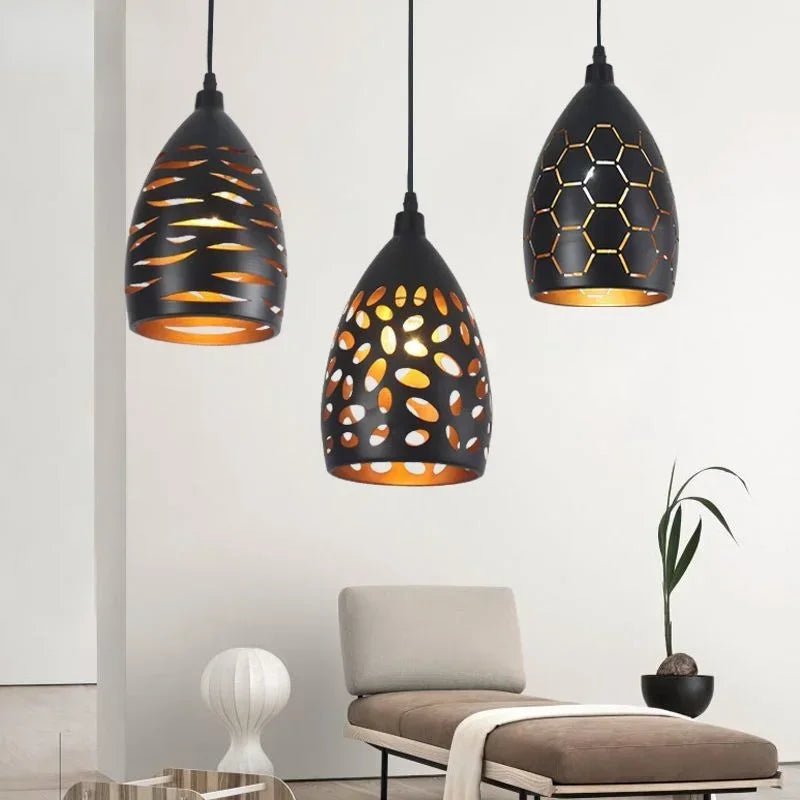 Modern LED pendant light iron Hollow metal cage pendant lamp living room restaurant shop bar fixture decoration - VELORA LABS