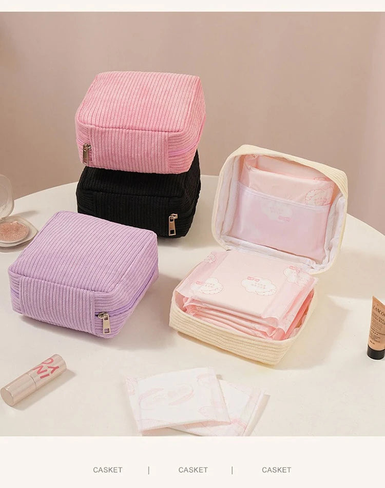 Toiletry Bag Sanitary Pad Pouch Small Makeup Bag Cosmetic Storage Pouch Women Pad Pouch Cute Cable Case VELORA LABS