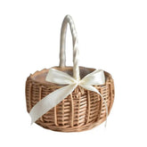 Hand - woven Wedding Flower Basket With Handle Wicker Sundries Basket Wedding Flower Girls Basket for Home Picnic Storage Basket - VELORA LABS