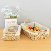 Woven Storage Baskets Kitchen Organizer Handwoven with Handles Cosmetic Box for Breakfast Fruit Bedroom Bathroom Home Decorative - VELORA LABS