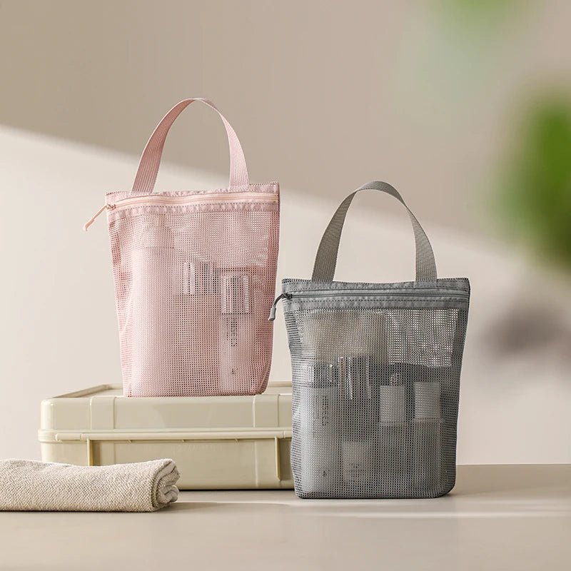 23x26cm Portable Toiletry Bag with Handy Handle Large Capacity Mesh Toiletry Storage Bag Makeup Bag for Business Trips Travel - VELORA LABS